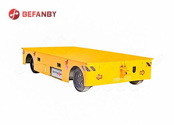 55T Heavy Capacity Trackless Transfer Cart with Rubber Wheel Design and Customized Car Size for Factory Use
