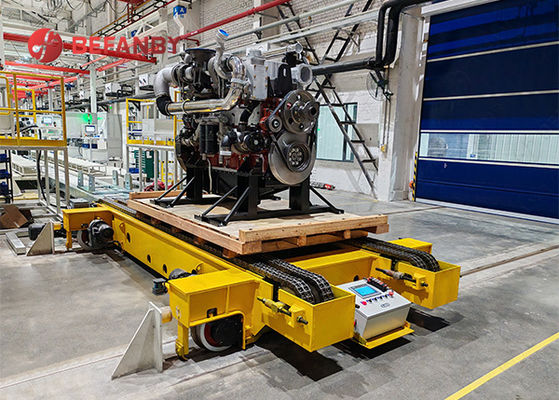 बुद्धिमान नेविगेशन प्रणाली के साथ 15T भारी भार वाली बैटरी संचालित आरजीवी रोबोट स्थानांतरण गाड़ी