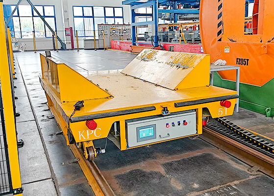 5T लोड क्षमता रेल ट्रांसफर कार्ट वि वी फ्रेम डिवाइस और बैटरी संचालित बिजली की आपूर्ति के साथ