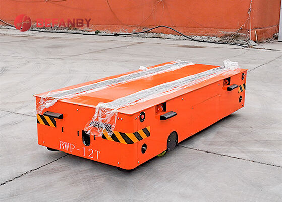 12 टन बैटरी संचालित ट्रैकलेस ट्रांसफर कार्ट औद्योगिक सामग्री हैंडलिंग के लिए वायरलेस रिमोट कंट्रोल के साथ