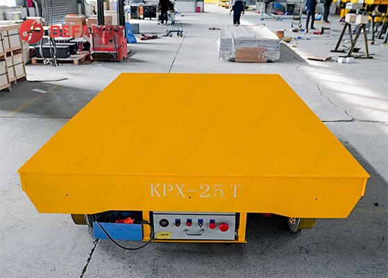 25 टन बैटरी चालित रेल ट्रांसफर कार्ट ढलाई वाले स्टील के पहियों के साथ भारी भार उठाने के लिए